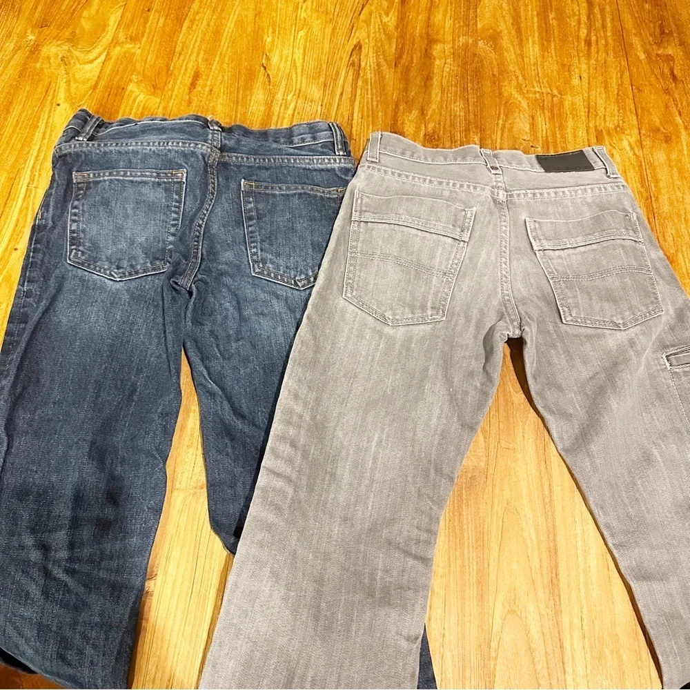 Two Pairs Boys Denim Jeans Straight Leg Blue Gap‎ Grey Denizen Levi’s